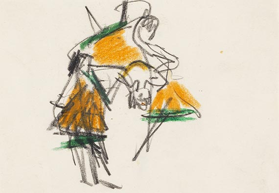 Ernst Ludwig Kirchner - Farbige Kreidezeichnung